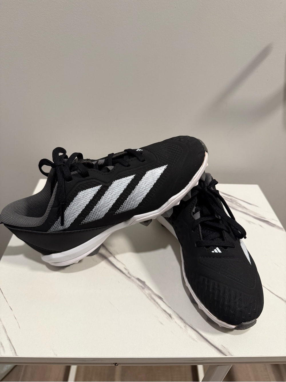 Adidas Kids Black & White Athletic Football Cleats